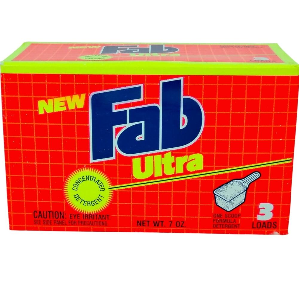 Vintage Fab Ultra Concentrated Laundry Detergent 7 oz. Sample 3 Loads Box NOS